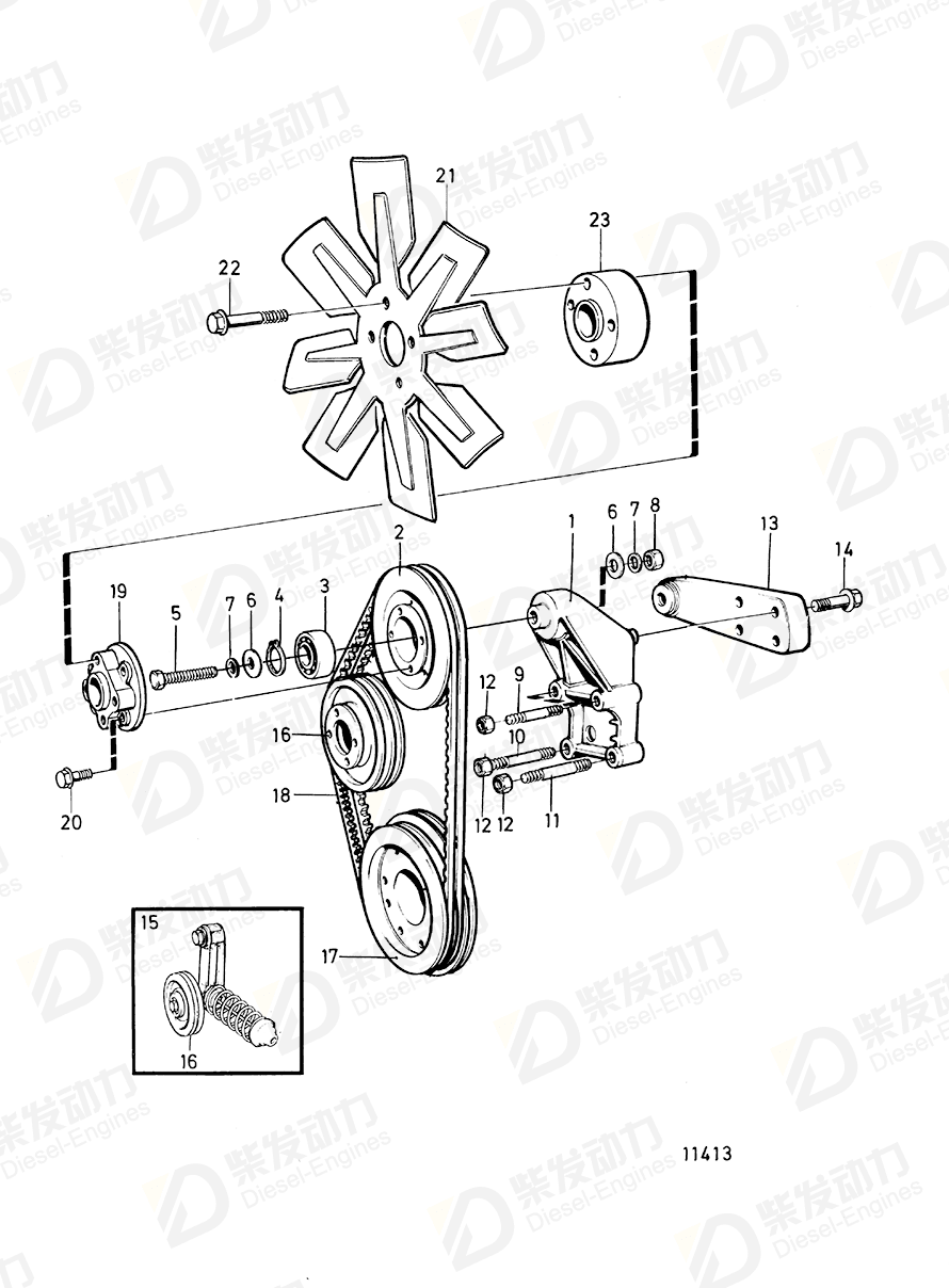 volvo penta Flange screw 965246 Drawing